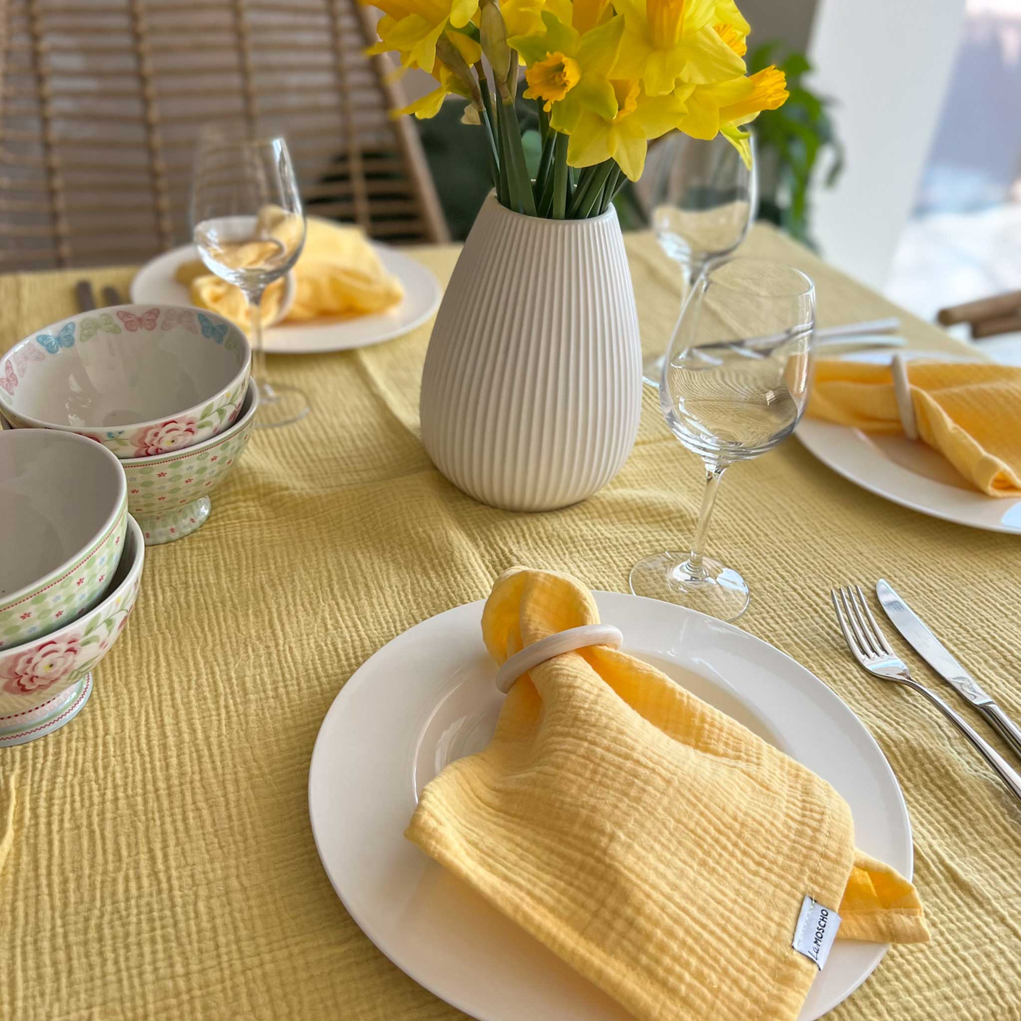 Musselin-Tischdecke Gelb – La Moscho